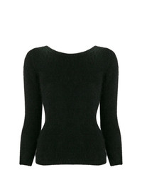 Женский черный свитер с круглым вырезом от Roberto Collina