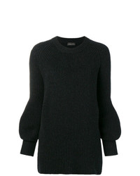 Женский черный свитер с круглым вырезом от Roberto Collina