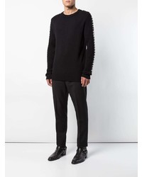 Мужской черный свитер с круглым вырезом от Balmain