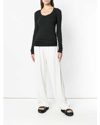 Женский черный свитер с круглым вырезом от Rick Owens Lilies