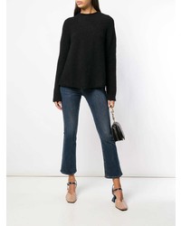Женский черный свитер с круглым вырезом от Aspesi