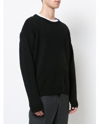 Мужской черный свитер с круглым вырезом от John Elliott