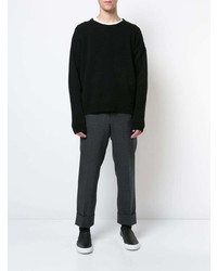 Мужской черный свитер с круглым вырезом от John Elliott