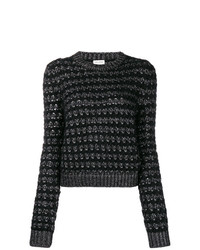Женский черный свитер с круглым вырезом от Saint Laurent