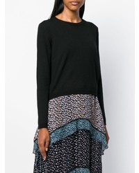 Женский черный свитер с круглым вырезом от Semicouture