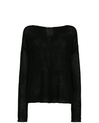 Женский черный свитер с круглым вырезом от Semicouture