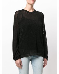 Женский черный свитер с круглым вырезом от Laneus