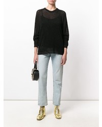 Женский черный свитер с круглым вырезом от Laneus