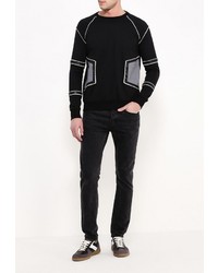 Мужской черный свитер с круглым вырезом от Sixth June