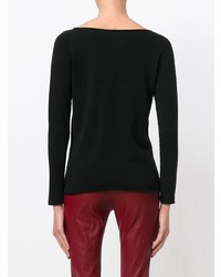 Женский черный свитер с круглым вырезом от Lamberto Losani