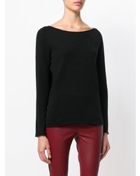 Женский черный свитер с круглым вырезом от Lamberto Losani