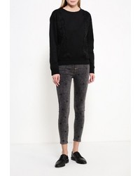 Женский черный свитер с круглым вырезом от Sweewe