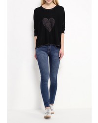 Женский черный свитер с круглым вырезом от Sweewe