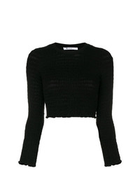 Женский черный свитер с круглым вырезом от T by Alexander Wang