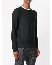 Мужской черный свитер с круглым вырезом от Paolo Pecora
