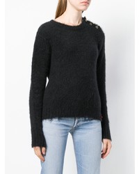 Женский черный свитер с круглым вырезом от Giacobino