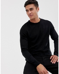 Мужской черный свитер с круглым вырезом от Threadbare