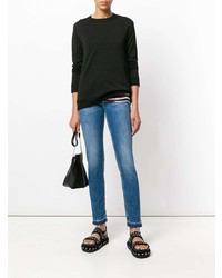 Женский черный свитер с круглым вырезом от Dondup