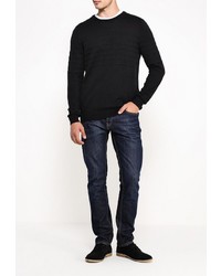 Мужской черный свитер с круглым вырезом от Top Secret