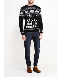 Мужской черный свитер с круглым вырезом от Topman