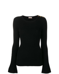 Женский черный свитер с круглым вырезом от Tory Burch