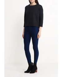 Женский черный свитер с круглым вырезом от Troll