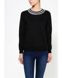 Женский черный свитер с круглым вырезом от Troll