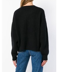 Женский черный свитер с круглым вырезом от Le Kasha