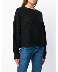 Женский черный свитер с круглым вырезом от Le Kasha