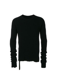 Мужской черный свитер с круглым вырезом от Unravel Project