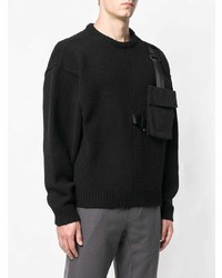 Мужской черный свитер с круглым вырезом от D.GNAK