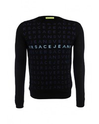 Мужской черный свитер с круглым вырезом от Versace Jeans