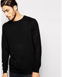 Мужской черный свитер с круглым вырезом от Weekday