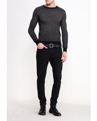 Мужской черный свитер с круглым вырезом от Y.Two