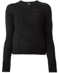 Женский черный свитер с круглым вырезом от Yang Li
