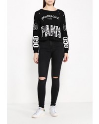 Женский черный свитер с круглым вырезом от Zeza