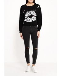 Женский черный свитер с круглым вырезом от Zeza