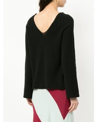 Женский черный свитер с круглым вырезом от Forte Forte