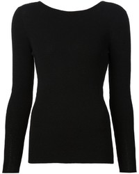 Женский черный свитер с круглым вырезом