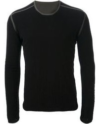 Мужской черный свитер с круглым вырезом