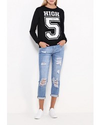 Женский черный свитер с круглым вырезом от Спартак