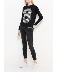 Женский черный свитер с круглым вырезом от Спартак