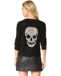 Женский черный свитер с леопардовым принтом от 360 Sweater