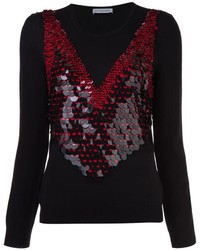 Женский черный свитер с пайетками с украшением от Altuzarra