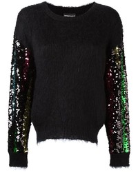 Женский черный свитер с пайетками от Emporio Armani