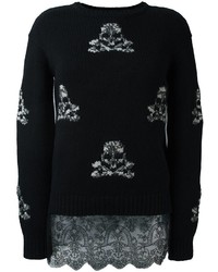 Женский черный свитер с принтом от Ermanno Scervino