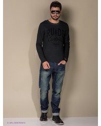 Мужской черный свитер с принтом от Rude Riders