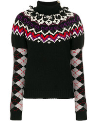 Женский черный свитер с ромбами от Loewe
