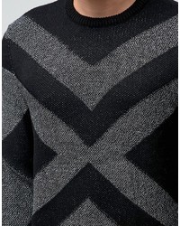 Мужской черный свитер с узором зигзаг от Asos