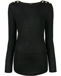 Женский черный свитер с украшением от Balmain